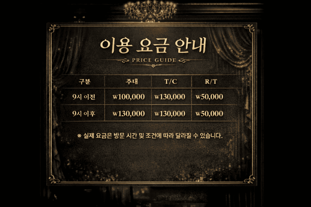 강남쩜오 가격표 및 시간대별 이용 비용 구조